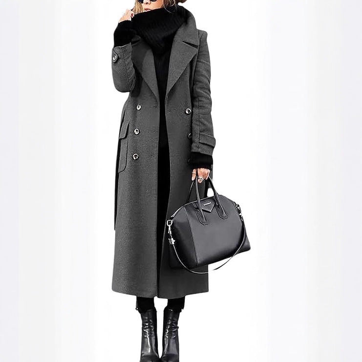 Manteau Femme Laine Épais Long Élégant
