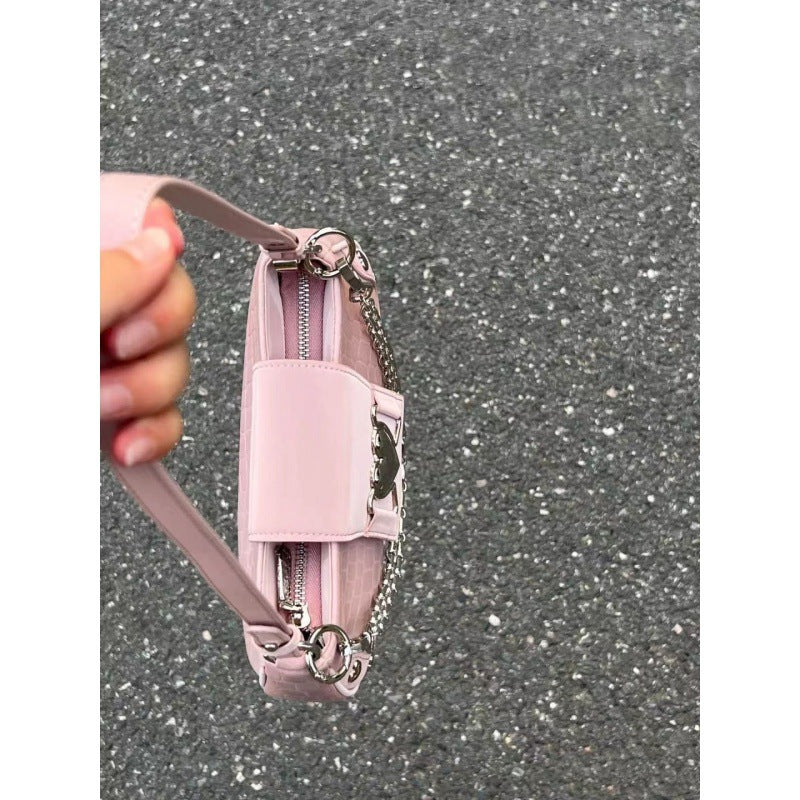 Sac Femme Sous Bras Velours Côtelé Chaîne Motif Cœur Sweet CJdropshipping