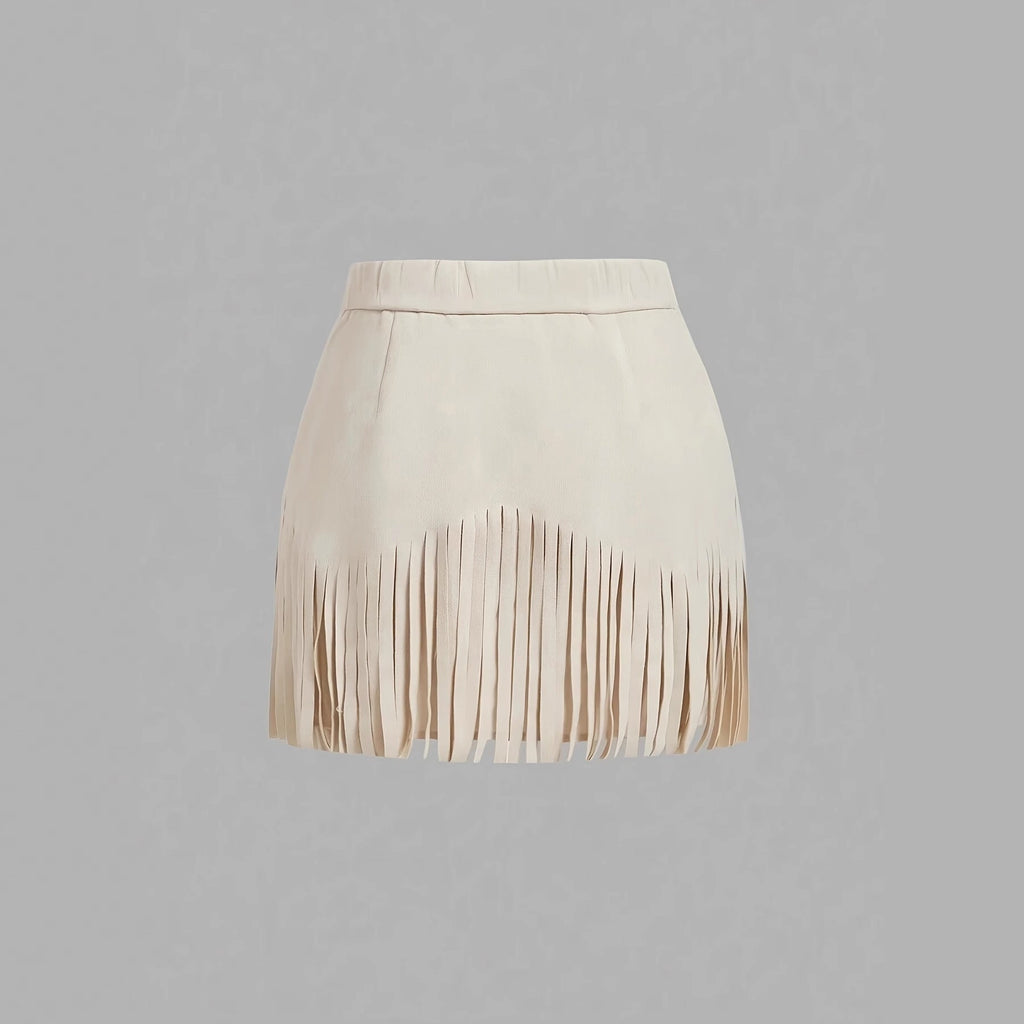 Jupe Femme Mini Rétro Rivets Franges Polyester CJdropshipping