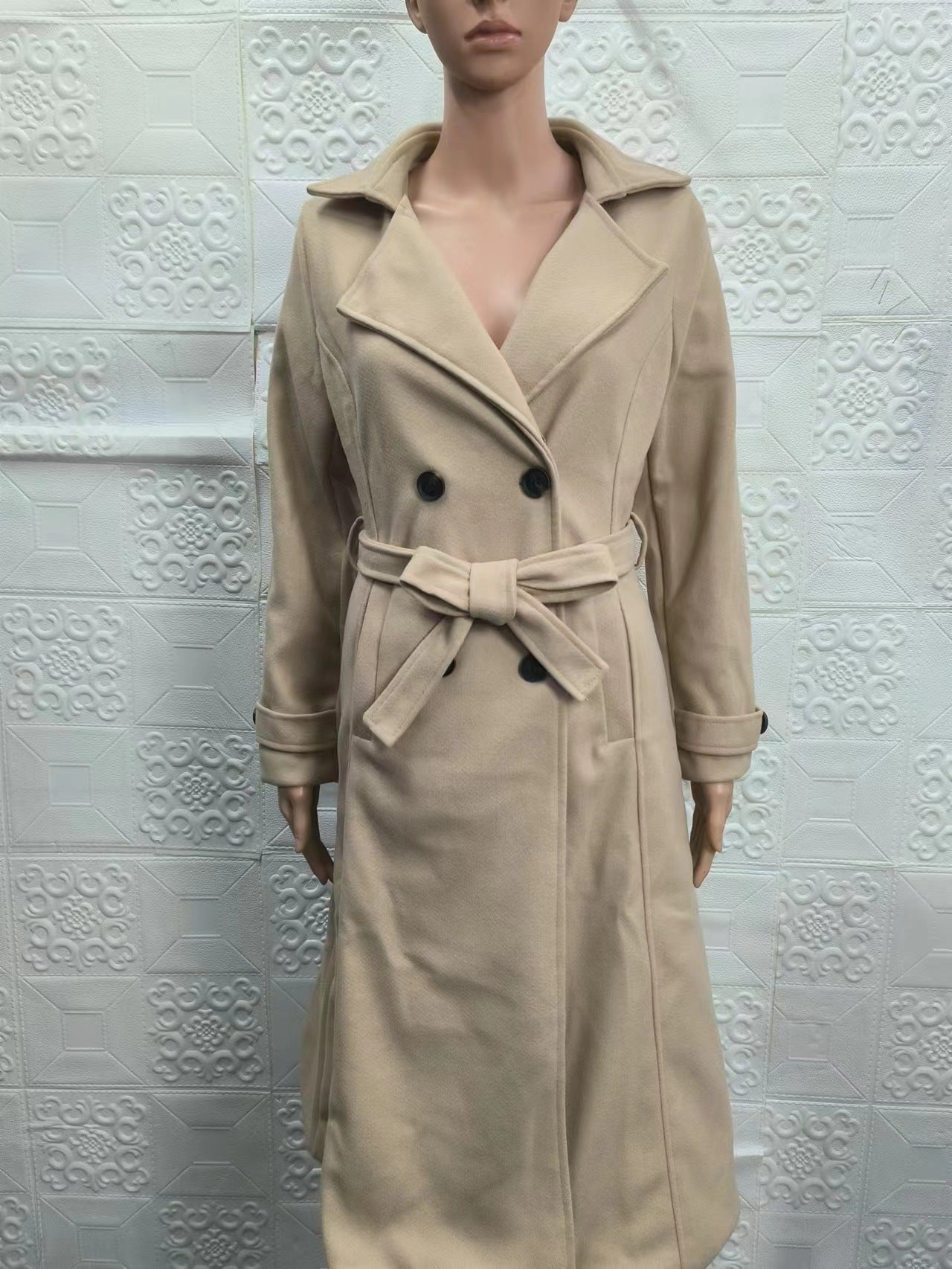 Manteau Femme Trench Laine Col Tailleur Long