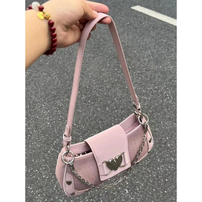 Sac Femme Sous Bras Velours Côtelé Chaîne Motif Cœur Sweet CJdropshipping