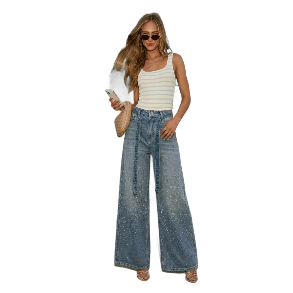 Jean Femme Taille Haute Jambes Larges Denim Coton CJdropshipping