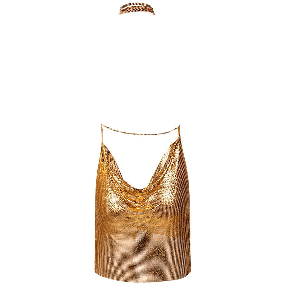 Robe de Soirée Élégante en Chaîne Métallique