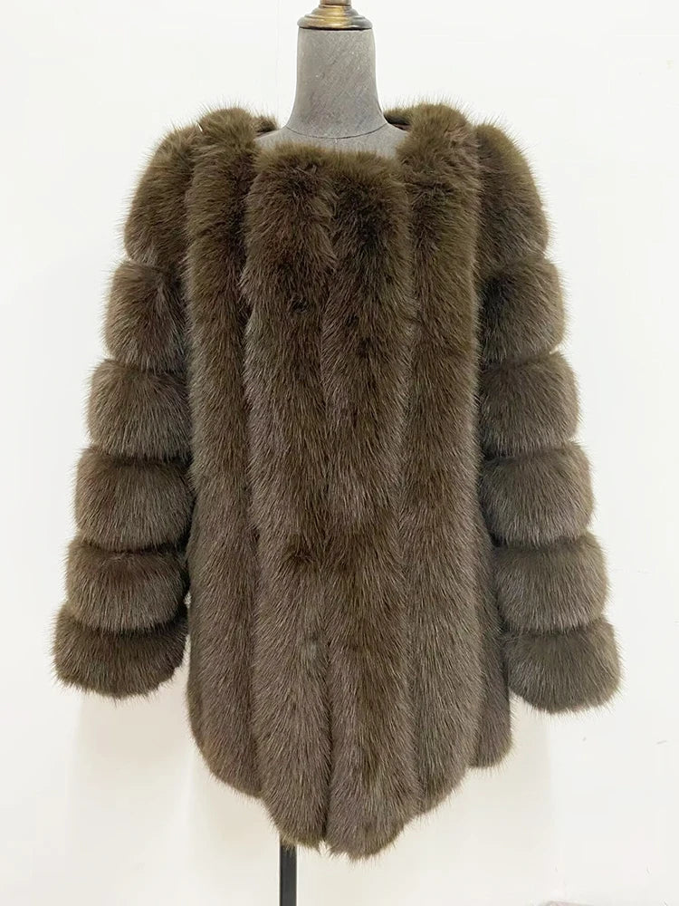 Manteau d’Hiver Luxueux en Fausse Fourrure