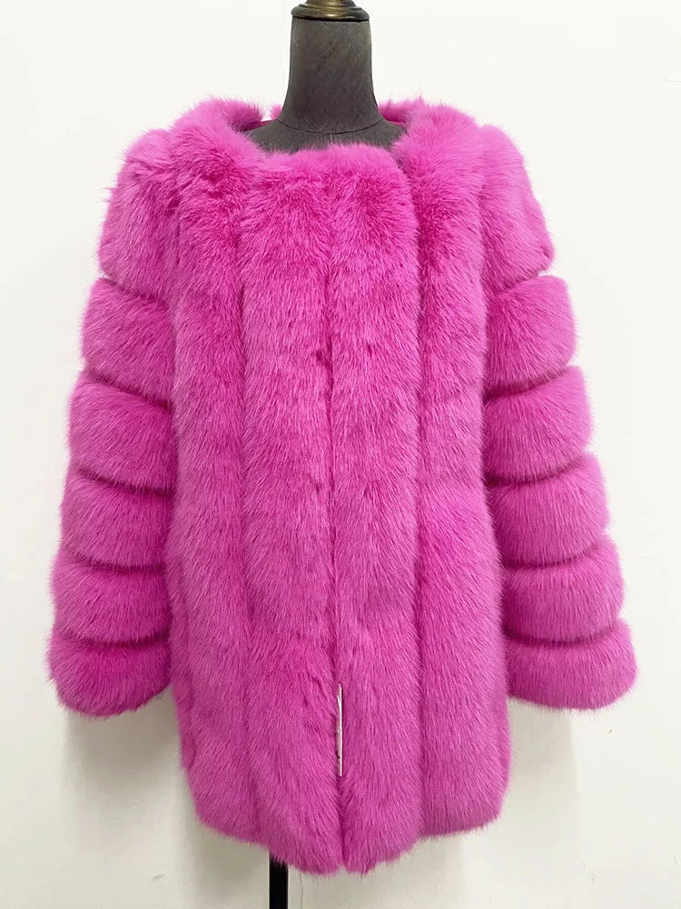 Manteau d’Hiver Luxueux en Fausse Fourrure