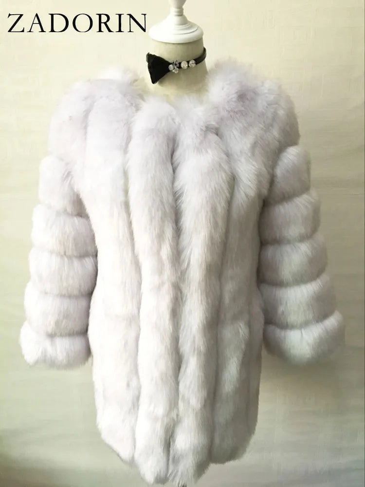 Manteau d’Hiver Luxueux en Fausse Fourrure