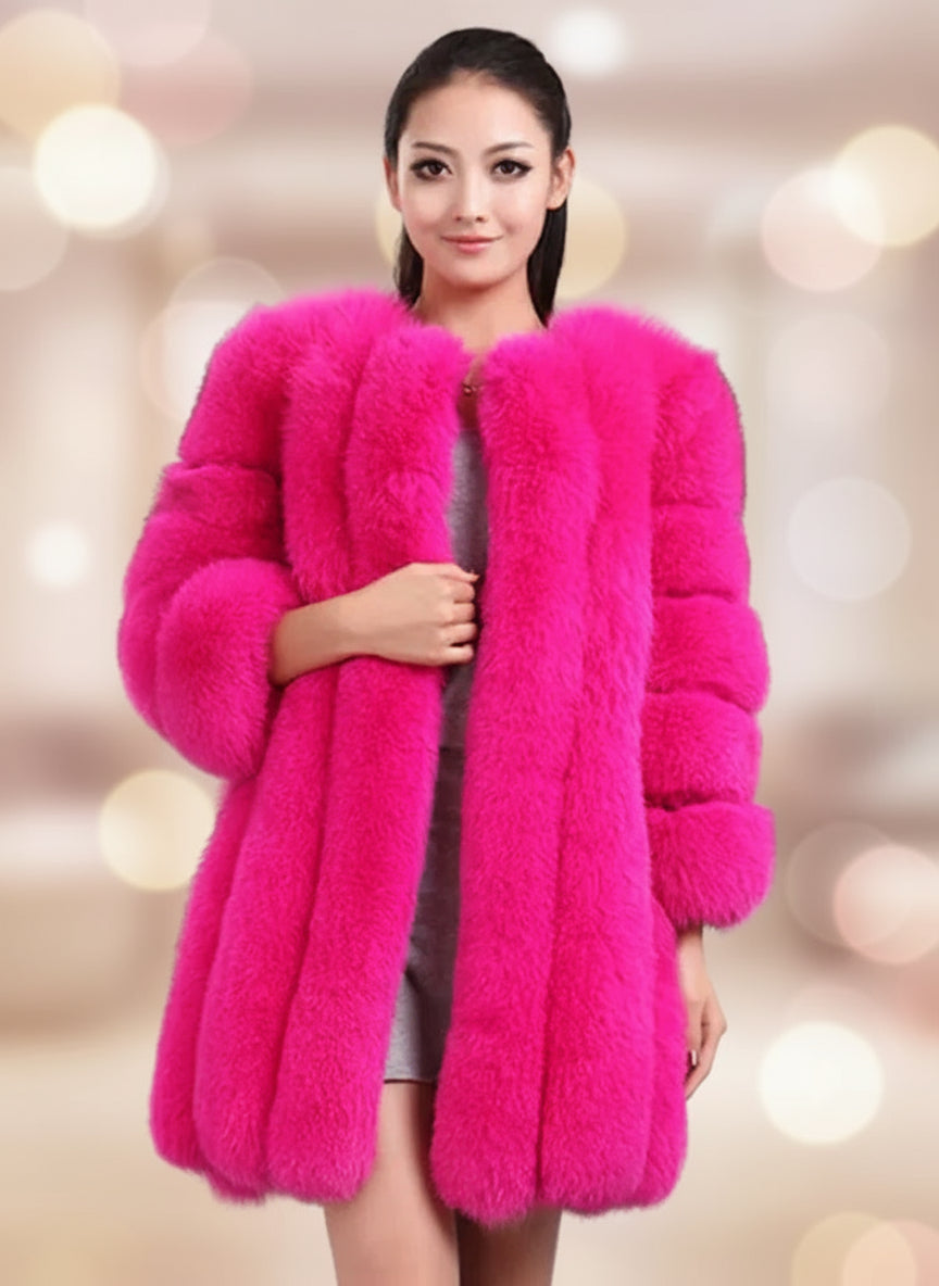 Manteau d’Hiver Luxueux en Fausse Fourrure
