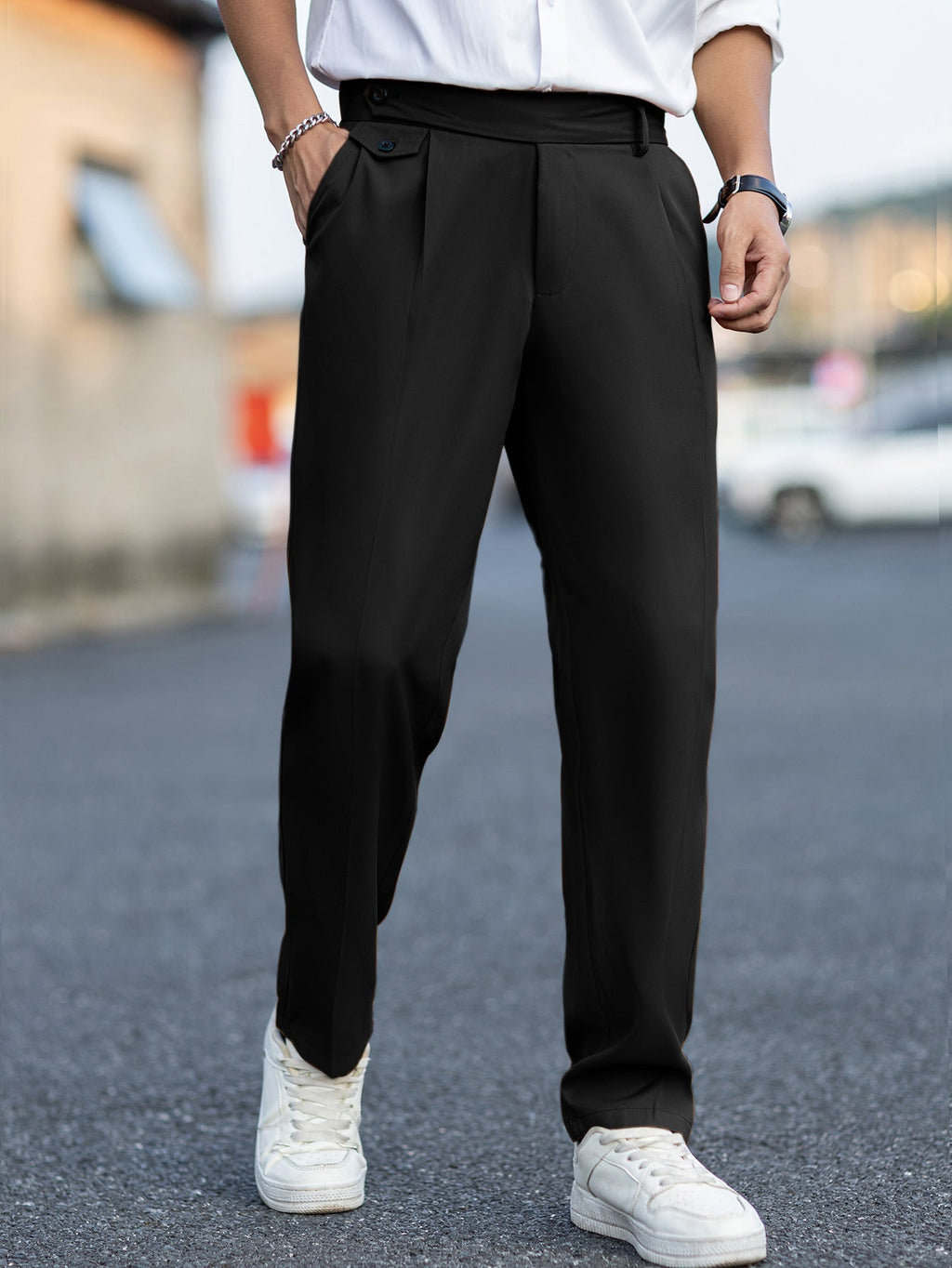 Pantalon Homme Droit Casual Polyester Plis Élégants CJdropshipping