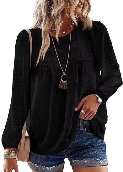 Top Femme Mousseline Bohème Col Rond Dentelle Multicolore