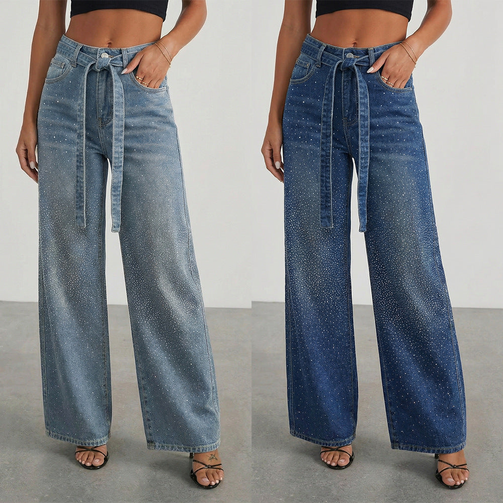 Jean Femme Taille Haute Jambes Larges Denim Coton CJdropshipping