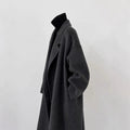 Manteau Femme Laine Mi-Long Ample Noir-Gris CJdropshipping