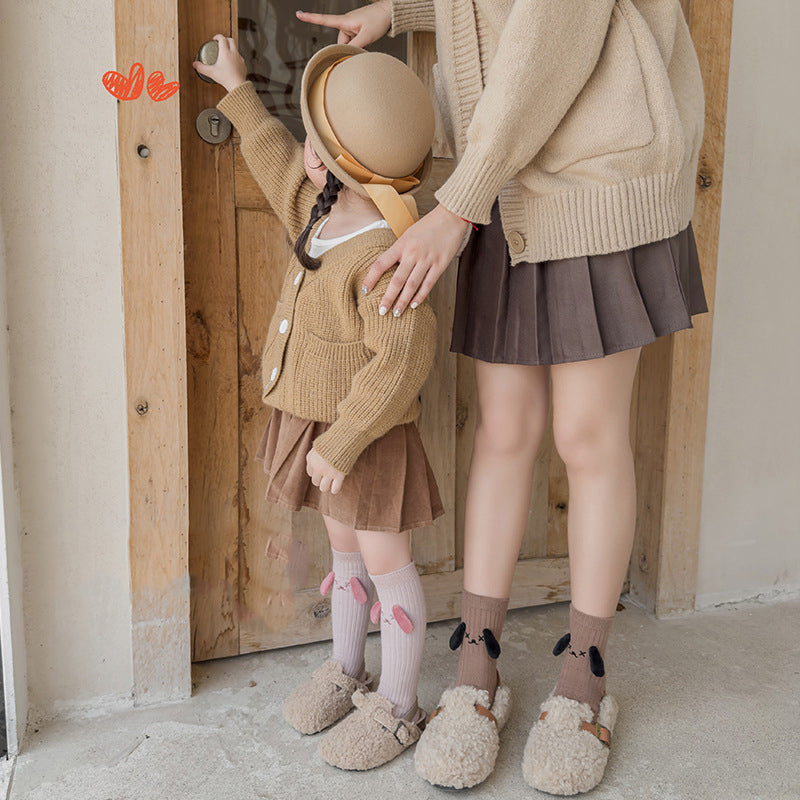 Chaussettes Hautes Bébé & Maman – Design Oreilles de Chien Confortables