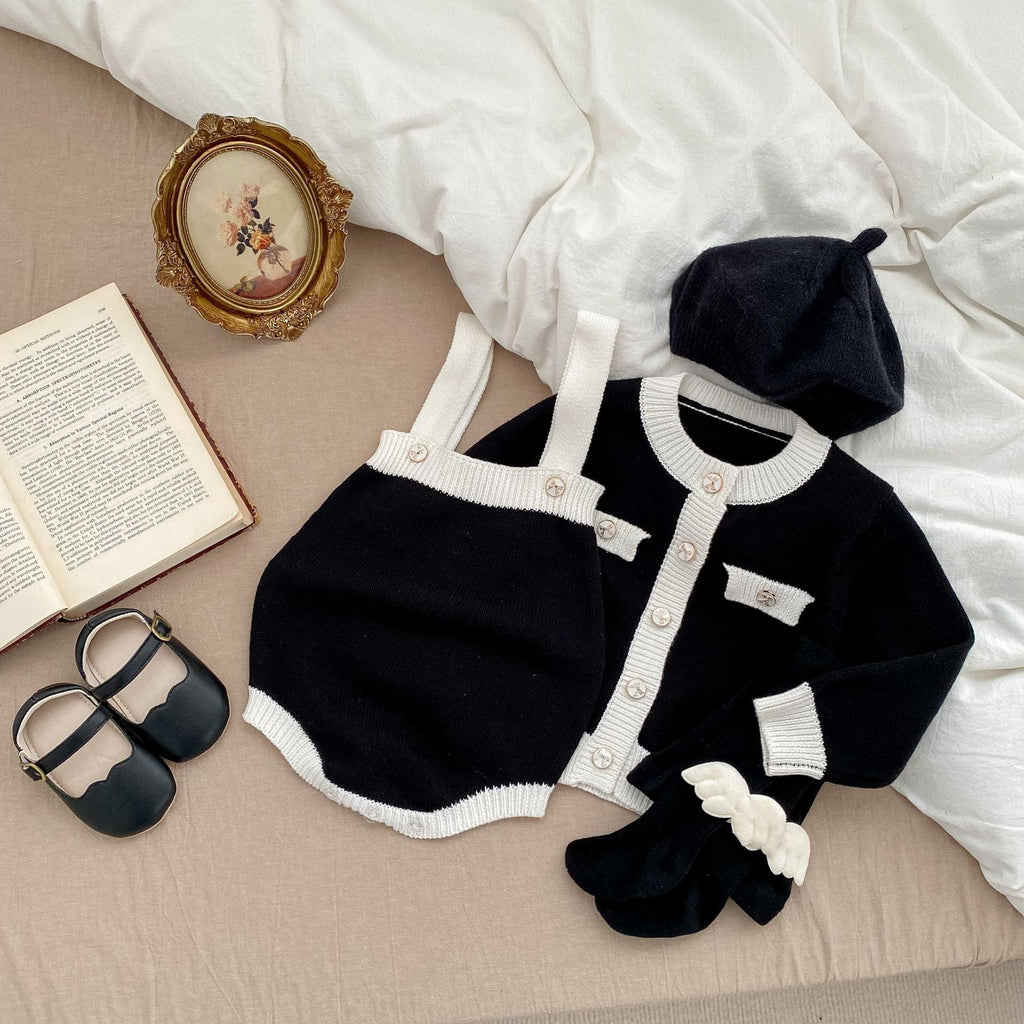 Ensemble Bébé – Body Sans Manches et Gilet à Couleurs Assorties