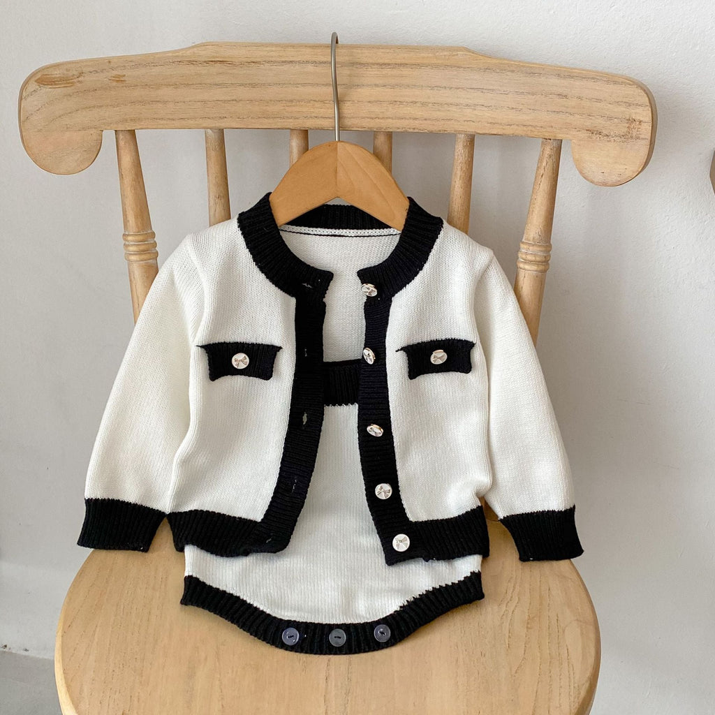 Ensemble Bébé – Body Sans Manches et Gilet à Couleurs Assorties